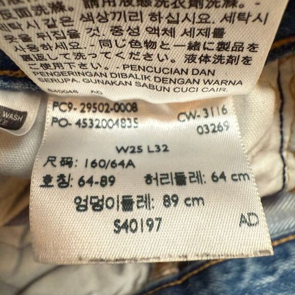 Levi’s 501 Straight Leg Blue Denim Jeans Distressed 25” - Picture 5 of 8